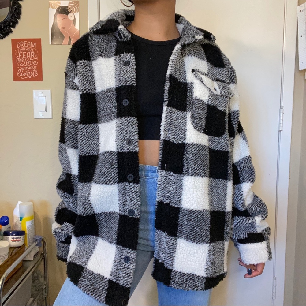 Shearling Buffalo Plaid Jacket
